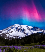 雪山极光自然风光4883#横屏 