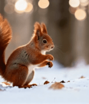 雪地中站立的松鼠228#横屏 