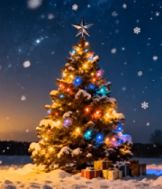 地中装饰彩灯的圣诞树1823#横屏 