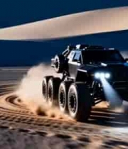  沙漠中越野汽车行驶画面1182#横屏 	 