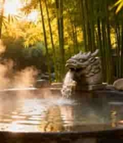  竹林中的温泉景观945#横屏 	 -