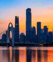  珠江新城城市建筑黄昏全景2299#横屏 	 