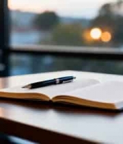  桌上翻开的书本与钢笔344#横屏 	 