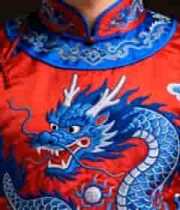  中式刺绣龙纹传统服饰特写2070#横屏 	 