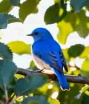  枝头蓝色小鸟特写1235#横屏 	 