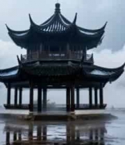  云雾中的中式古亭3066#横屏 	 -