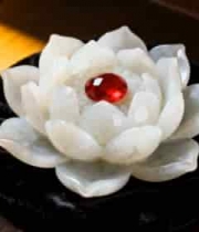  玉石莲花摆件特写1848#横屏 	 