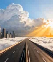  云端公路与城市天际线景观575#横屏 	 