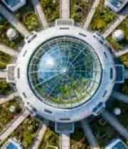  圆形建筑空中俯瞰全景2140#横屏 	 