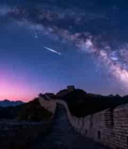  长城夜空下的璀璨星空935#横屏 	 