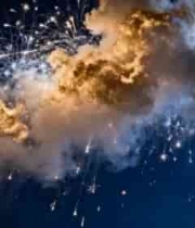  夜空绽放的绚丽烟花1169#横屏 	 