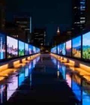  夜晚城市大屏展示城市风景1453#横屏 	 