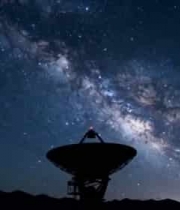  夜空下天文台射电望远镜景象1888#横屏 	 