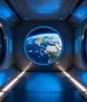  宇宙飞船内视角看地球和星系2098#横屏 	 