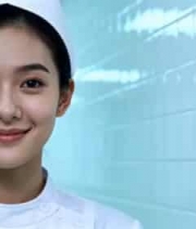  医院内微笑的年轻女护士1180#横屏 	 