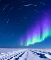 雪地极光星空景象1525#横屏 