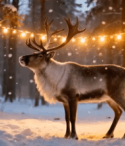 雪地森林中的驯鹿5424#横屏 