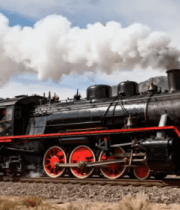 行驶中的复古蒸汽火车4179#横屏 