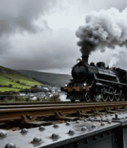 行驶在桥上的蒸汽火车4995#横屏 