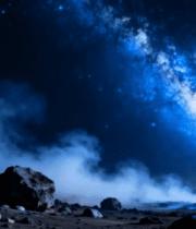 星空下的岩石与云雾景观5245#横屏 