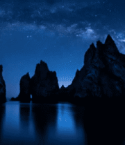 星空下海边岩石夜景188#横屏 