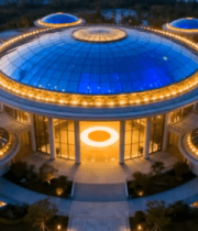 现代建筑穹顶户外夜景1448#横屏 