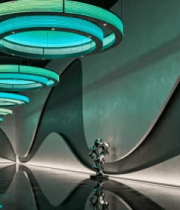 现代科技感大厅内雕塑景观3896#横屏 