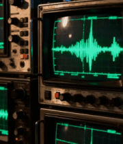显示音频波形的复古电视机4509#横屏 