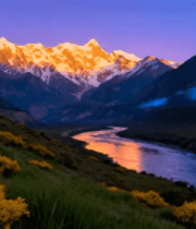 西藏雪山河流自然风光3720#横屏 