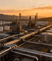 夕阳下石油化工厂全景1699#横屏 