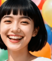 笑女性与彩色气球素材3854#横屏 