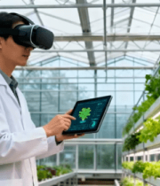 温室大棚内男子使用平板操作4662#横屏 