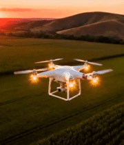 无人机航拍夕阳下的农田3550#横屏 