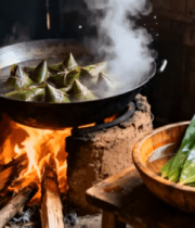 土灶煮粽子画面5388#横屏 