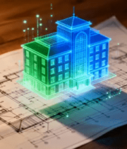 图纸上的建筑模型展示1650#横屏 