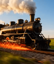 田野中行驶的复古蒸汽火车4720#横屏 