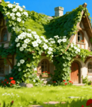 田园风童话小屋风景625#横屏 