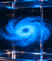 透明立方体内蓝色旋涡特效2715#横屏 