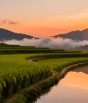 梯田稻田日出自然风光2798#横屏 