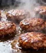  平底锅煎制牛肉汉堡肉饼492#横屏 	 