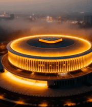 育场夜景航拍全景1393#横屏 