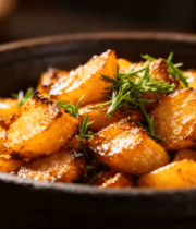 陶碗中烤制金黄土豆美食4641#横屏 