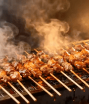 火烤制羊肉串特写1063#横屏 