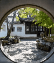 苏州园林圆门景观4581#横屏 