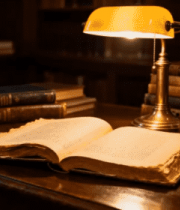台灯下翻开的书籍及周边2028#横屏 