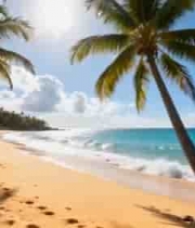  热带海滩棕榈树海洋风景1727#横屏 	 