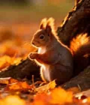  秋日树洞旁的松鼠1843#横屏 	 - 