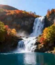  秋季瀑布自然风光3039#横屏 	 