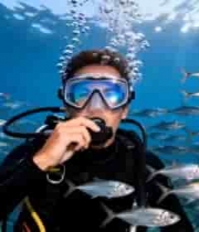  潜水员海底与鱼群同游3012#横屏 	 -