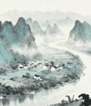 水墨风格广西山水风景3307#横屏 